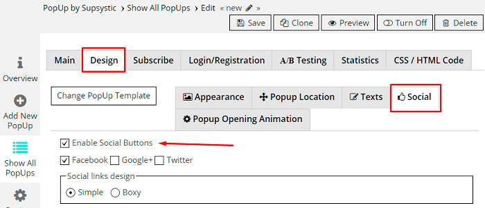 Social buttons in WordPress Popup plugin Social buttons in WordPress Popup plugin