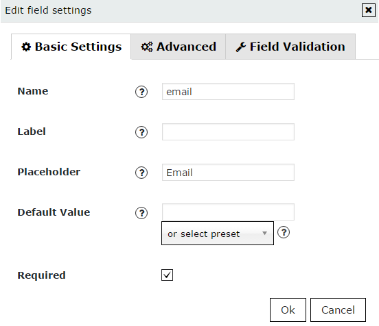 Fields Settings Edit Fields settings