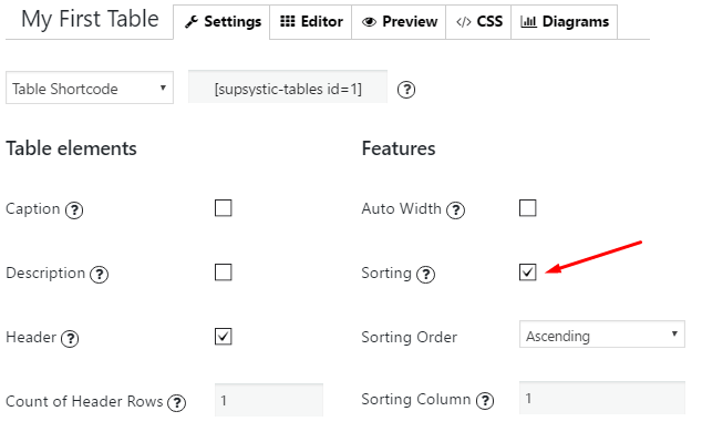 Table with Data Tables Plugin by Supsystic?