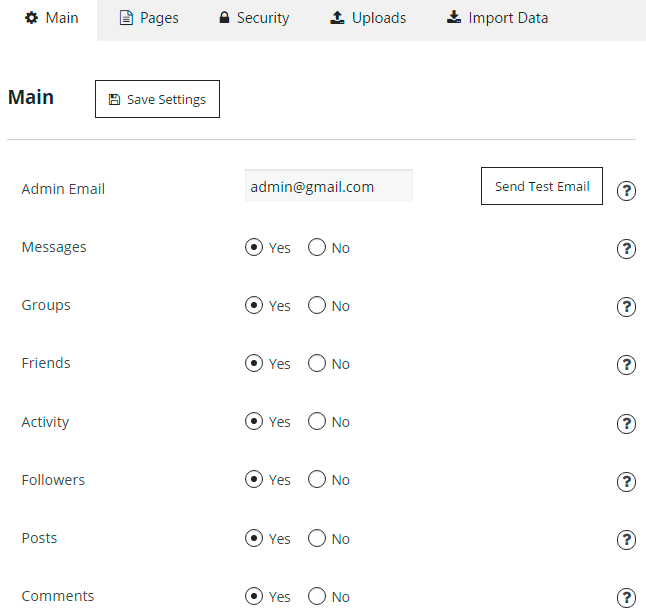 Main Settings of Membership Plugin Main Settings of Membership Plugin