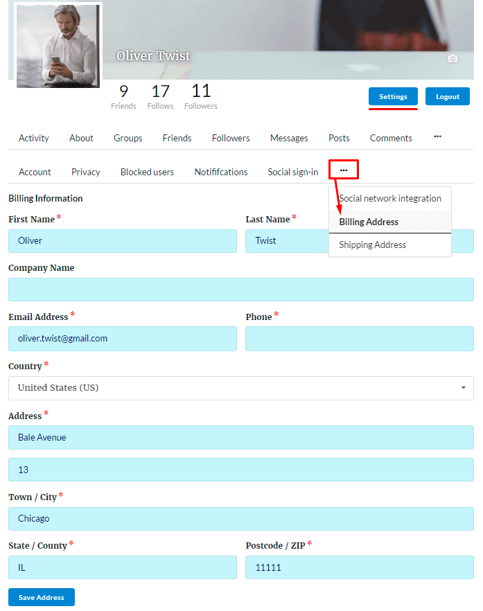 User Billing Information User Billing Information