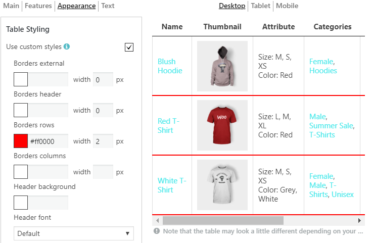 Product Table design | Ultimate WordPress Plugins by Supsystic