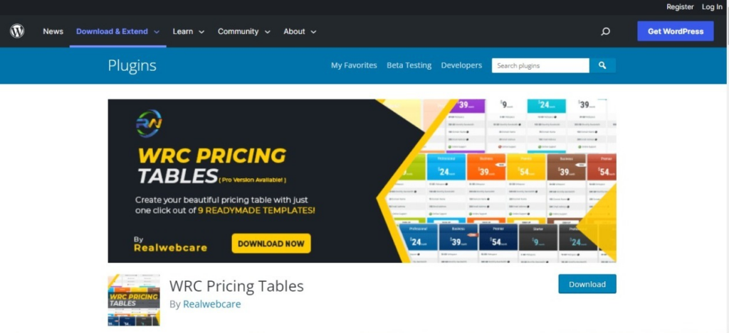 WRC Pricing Tables
