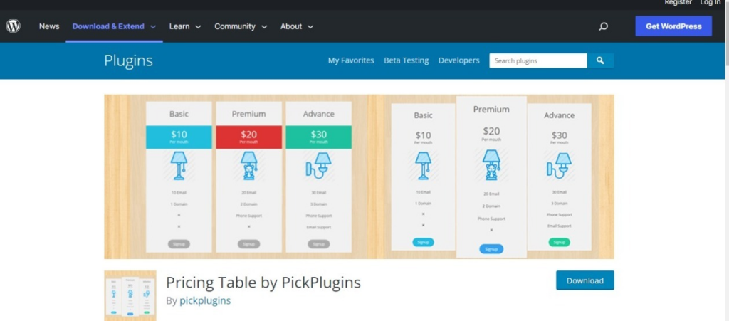 WordPress Pricing Table Builder