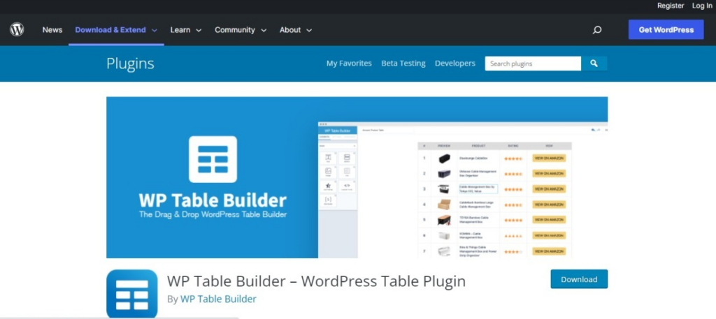 WP Table Builder
