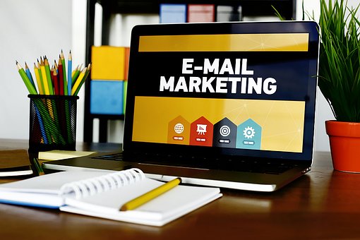 Email Marketing, Laptop, Desk